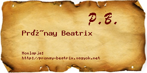 Prónay Beatrix névjegykártya