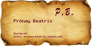 Prónay Beatrix névjegykártya